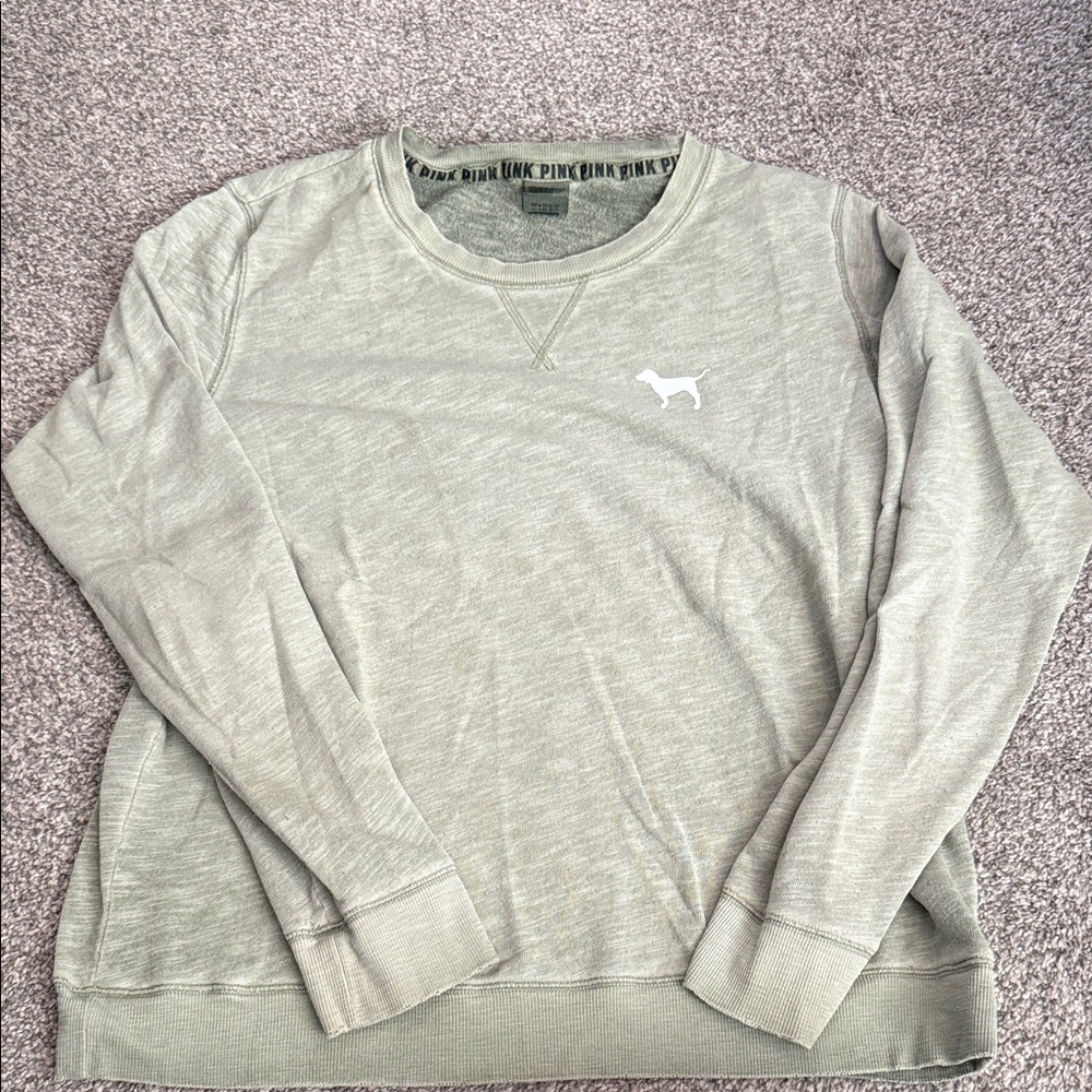 PINK Victoria's Secret Light Green Crewneck Sweater